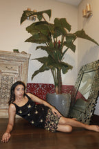 Hand painted | Sleeveless | Black dress