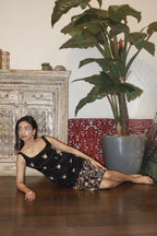 Hand painted | Sleeveless | Black dress