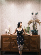 Hand painted | Sleeveless | Black dress