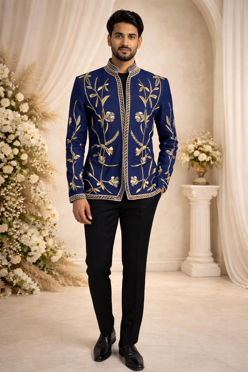 Neel Indigo Bandgala Set