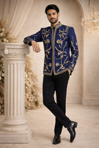 Neel Indigo Bandgala Set
